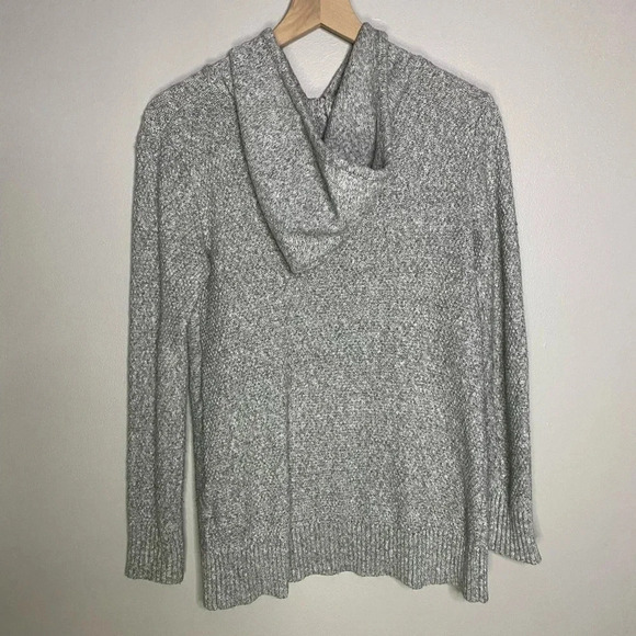 American Eagle Hooded Pullover Cable Knit Sweater Light Grey size small - Picture 2 of 11
